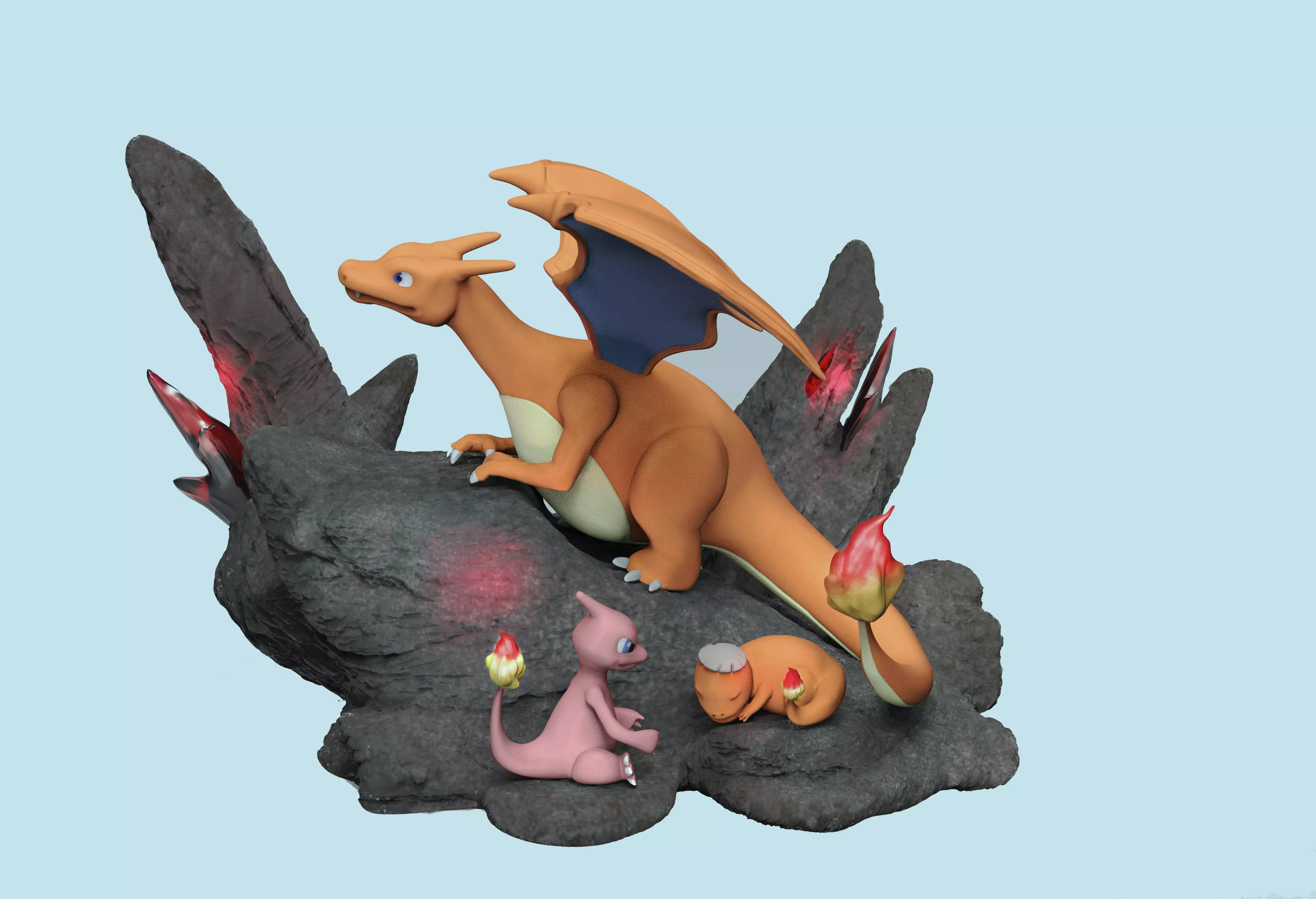 pokemon figurine of on rock 3D print model_0