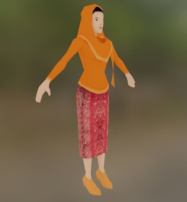 Pakaian Adat Neng Jawa Timur Low-poly 3D model_3
