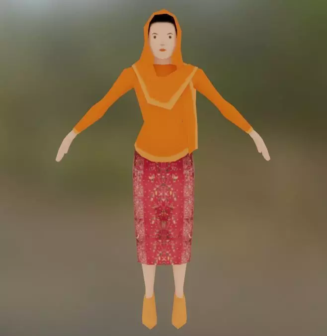Pakaian Adat Neng Jawa Timur Low-poly 3D model_0