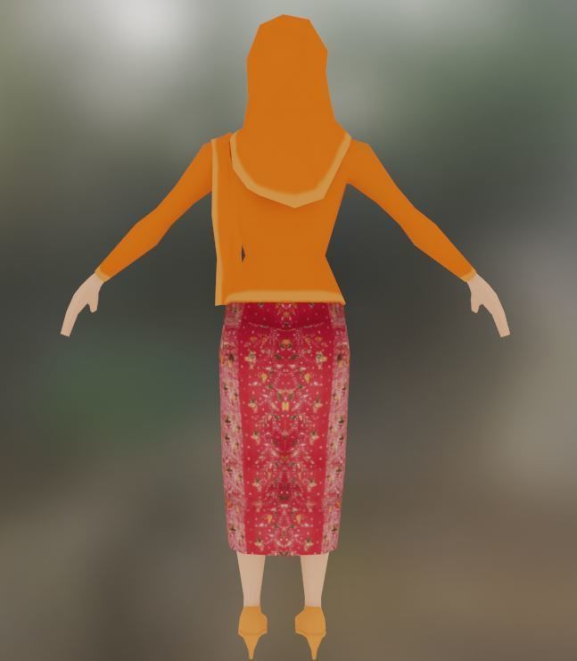 Pakaian Adat Neng Jawa Timur Low-poly 3D model_2