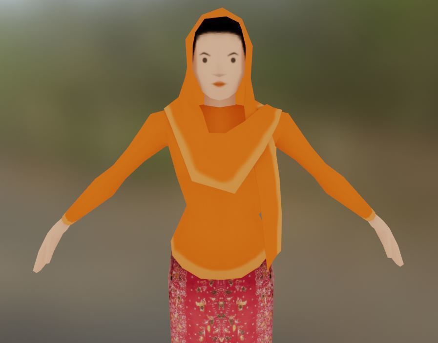Pakaian Adat Neng Jawa Timur Low-poly 3D model_4
