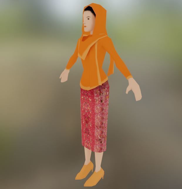 Pakaian Adat Neng Jawa Timur Low-poly 3D model_1