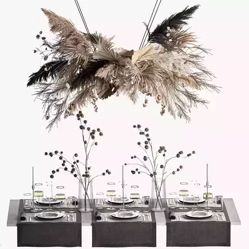 Solemn table setting in eco style from dried flowers and decor
