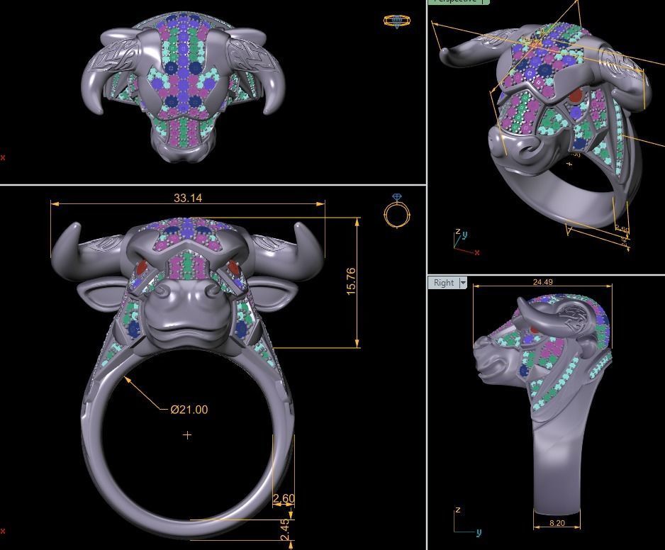 Bull ring  3D print model_6