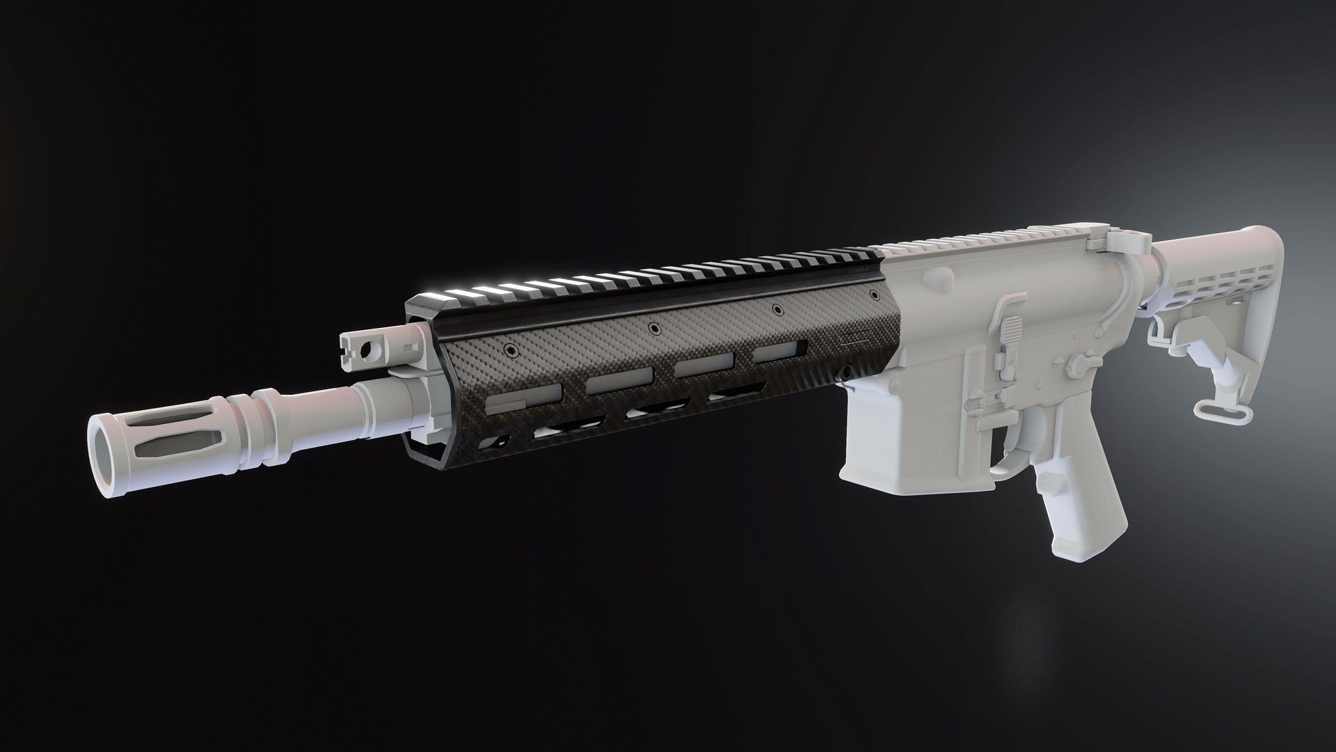 HK416 Carbon Fiber Lancer Handguard Low-poly 3D model_5