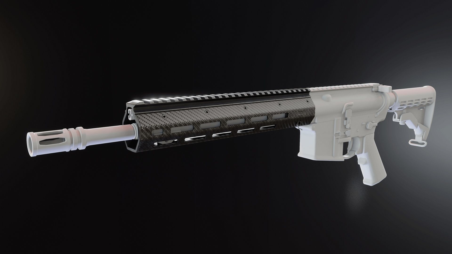 HK416 Carbon Fiber Lancer Handguard Low-poly 3D model_6