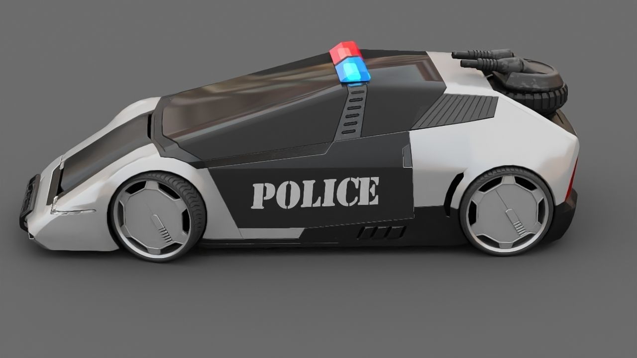 sci-fi Police car 3D model_2