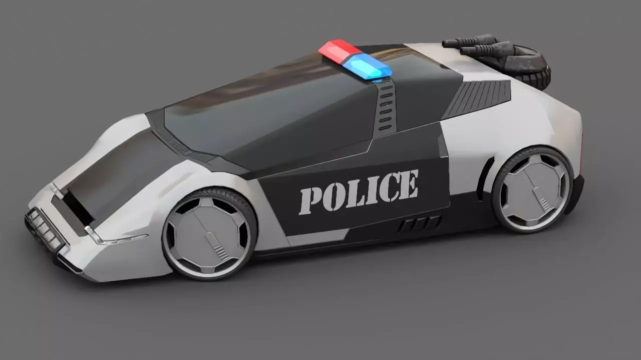 sci-fi Police car 3D model_0