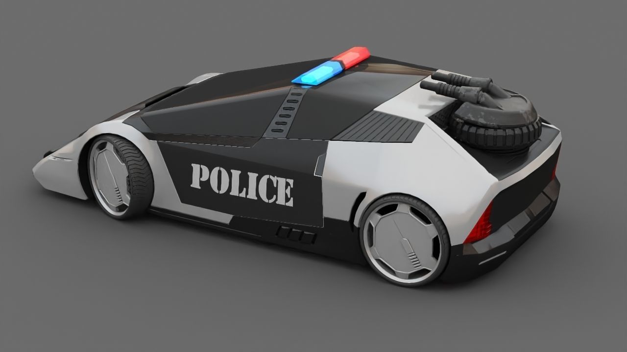 sci-fi Police car 3D model_4