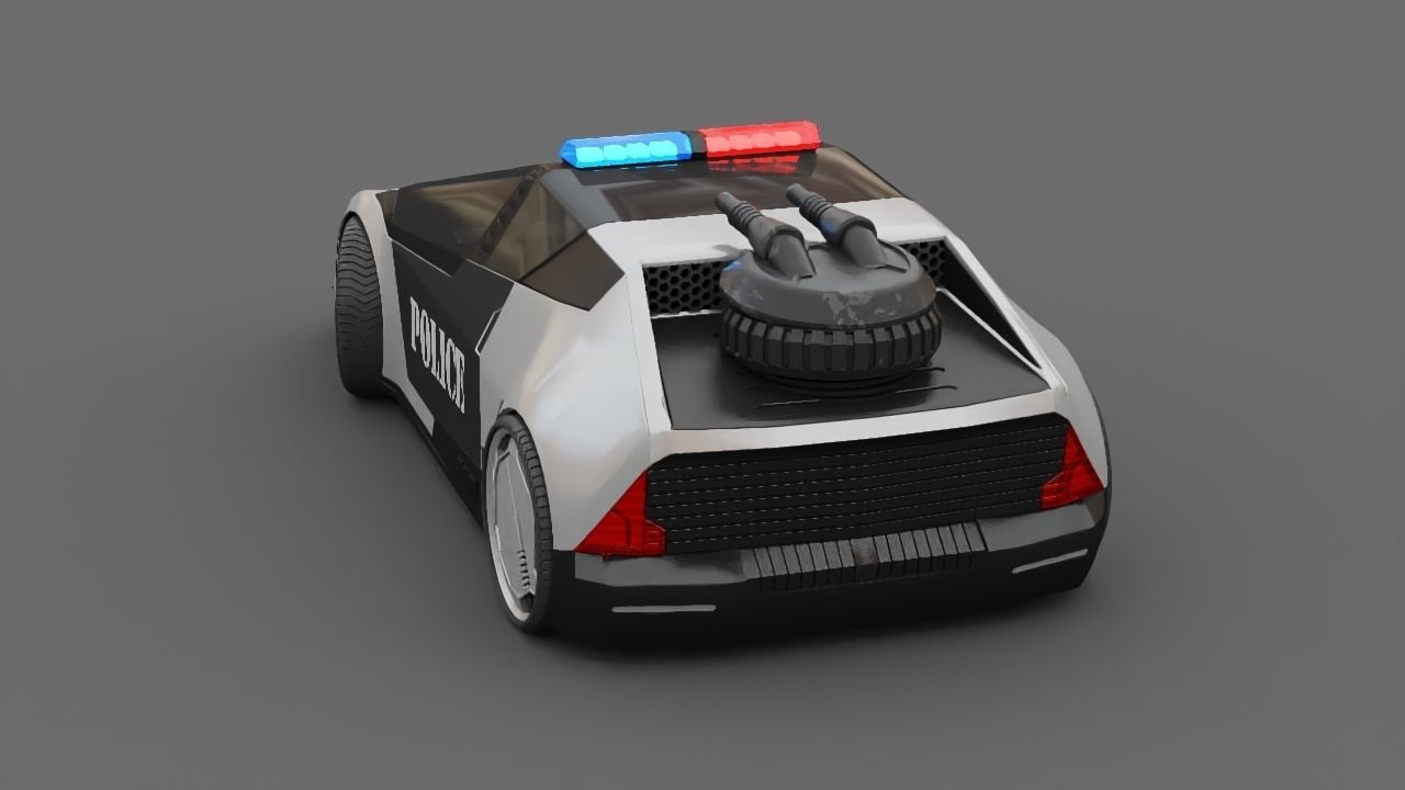 sci-fi Police car 3D model_7