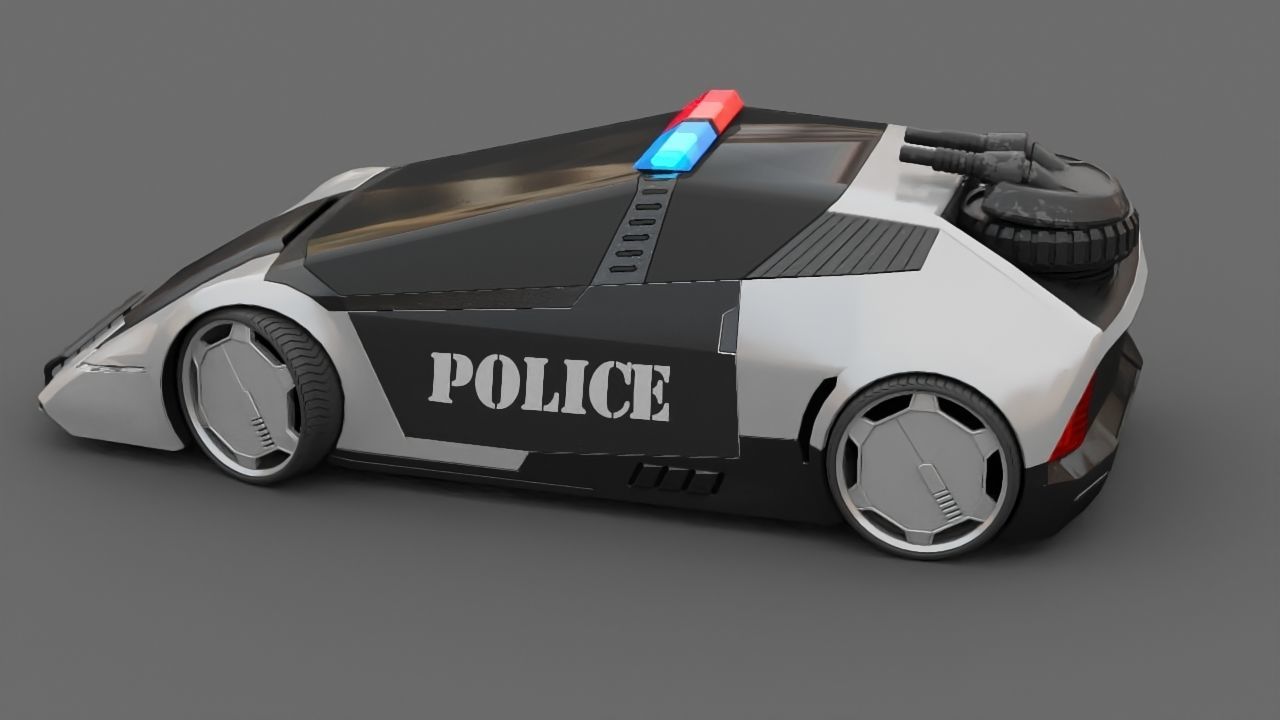 sci-fi Police car 3D model_3