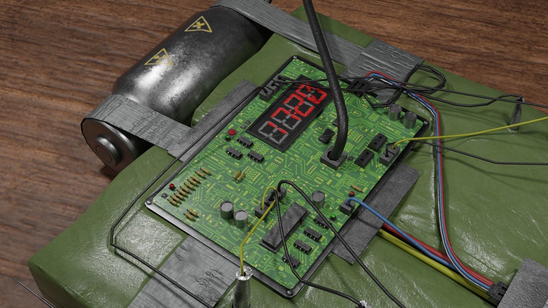 hand made explosive Low-poly 3D model_2