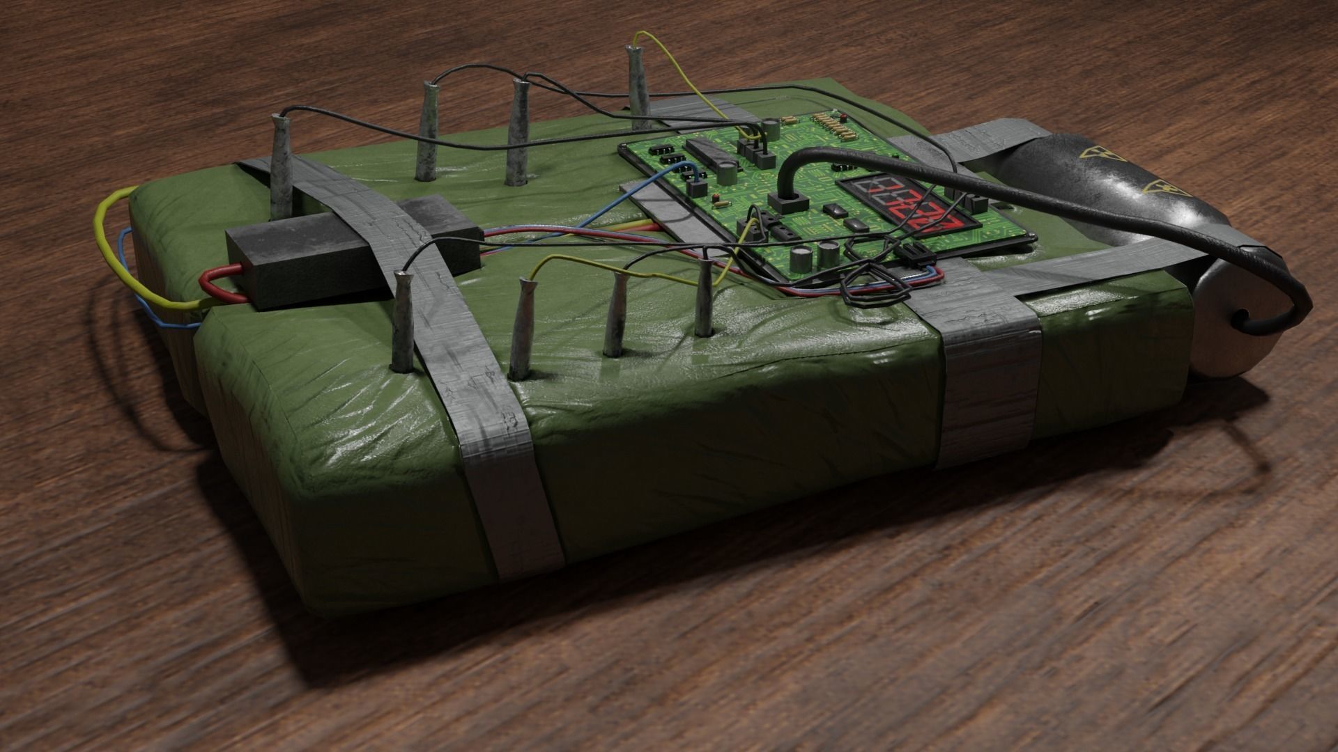 hand made explosive Low-poly 3D model_3