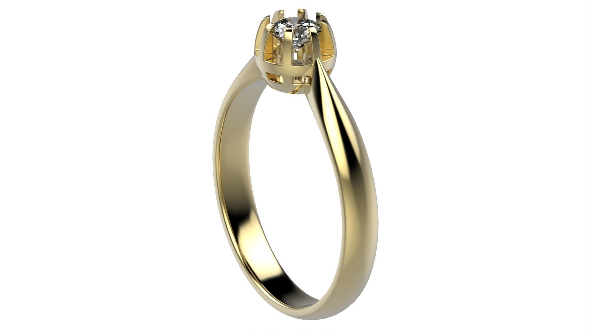 Solitaire Ring and Diamond All Size 3D print model_5