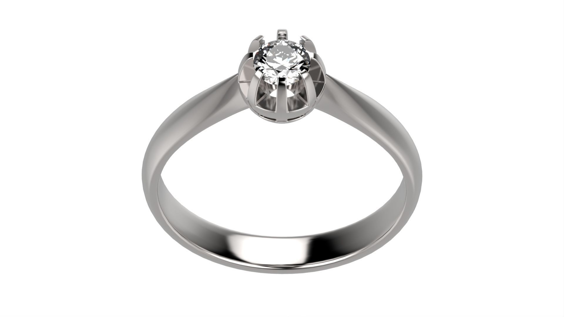 Solitaire Ring and Diamond All Size 3D print model_2