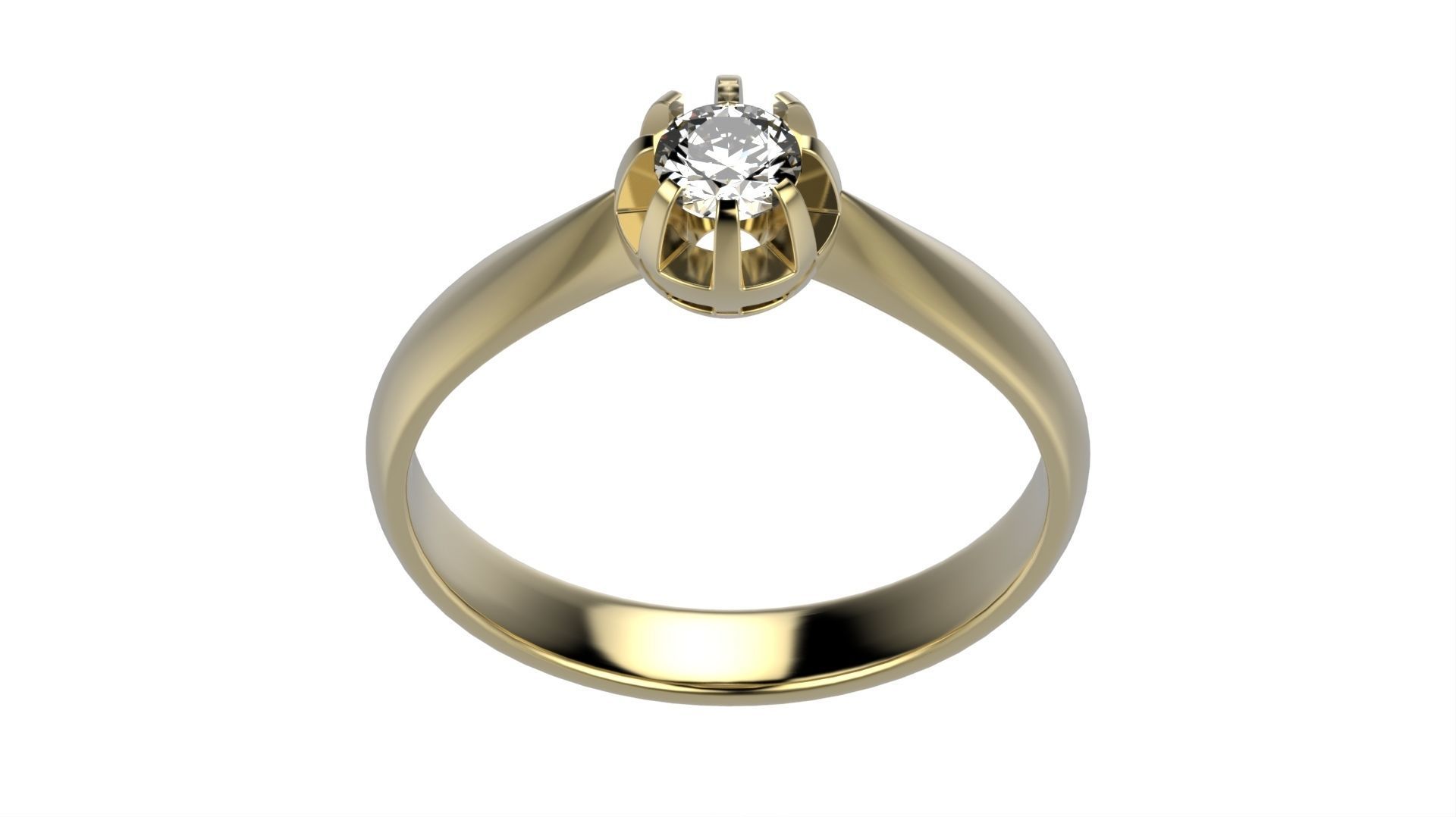 Solitaire Ring and Diamond All Size 3D print model_3