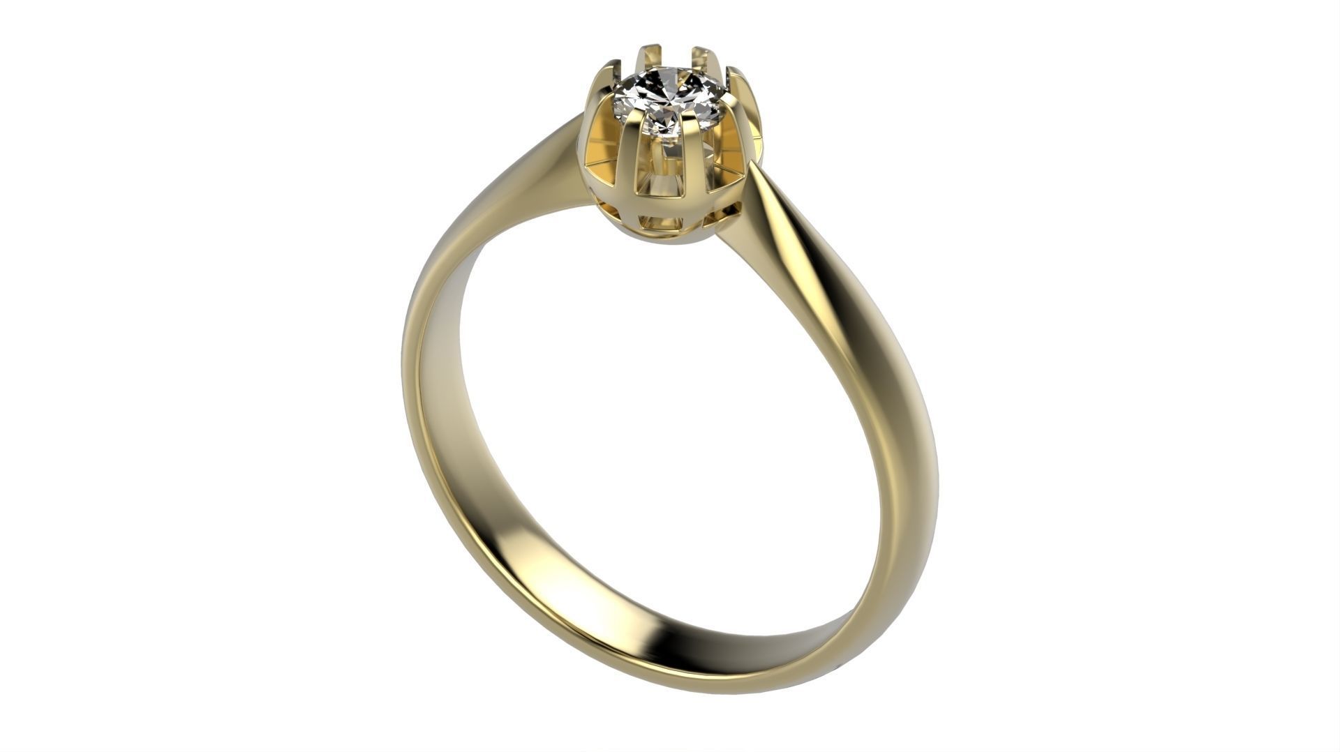 Solitaire Ring and Diamond All Size 3D print model_1