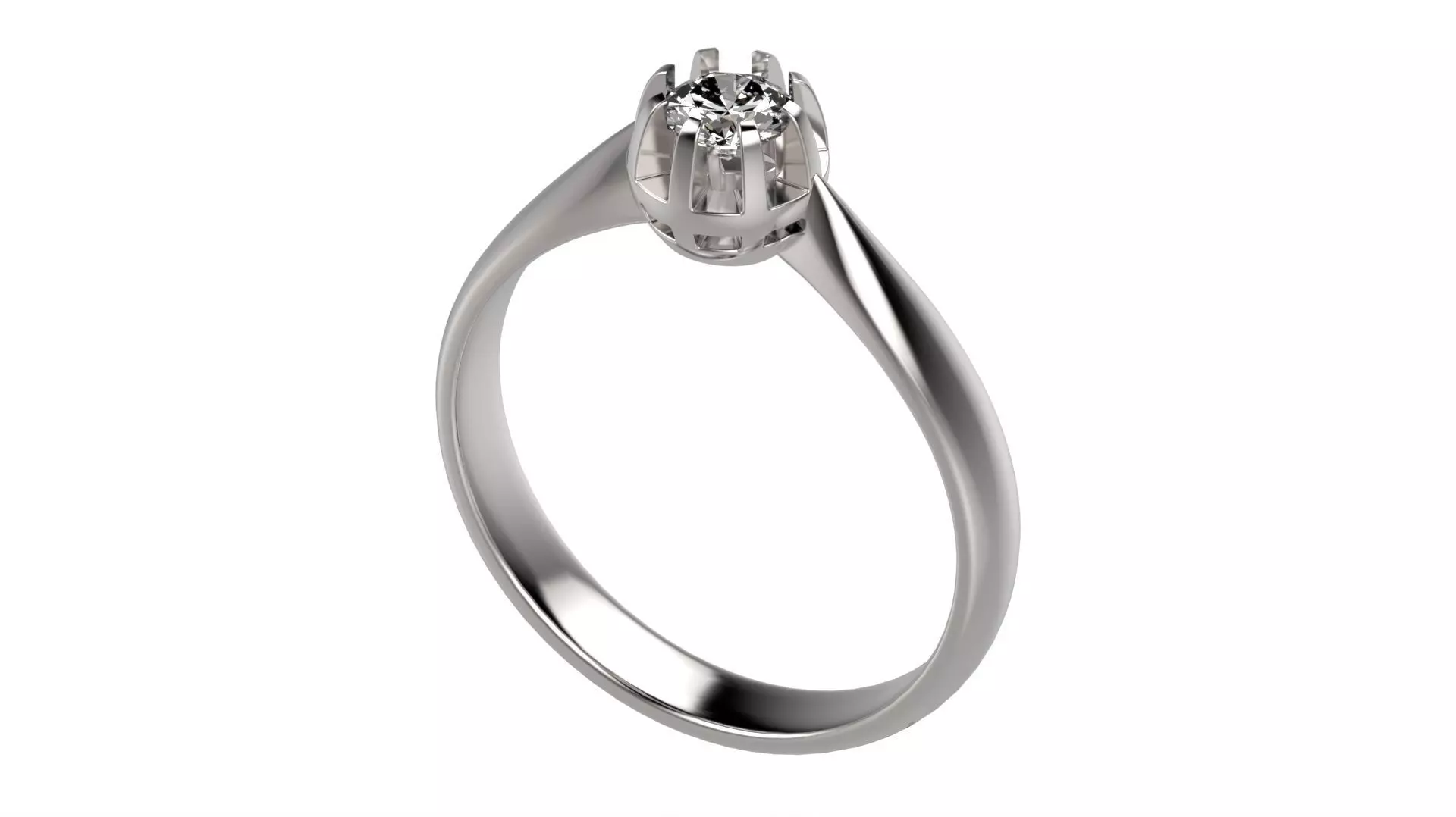 Solitaire Ring and Diamond All Size 3D print model_0