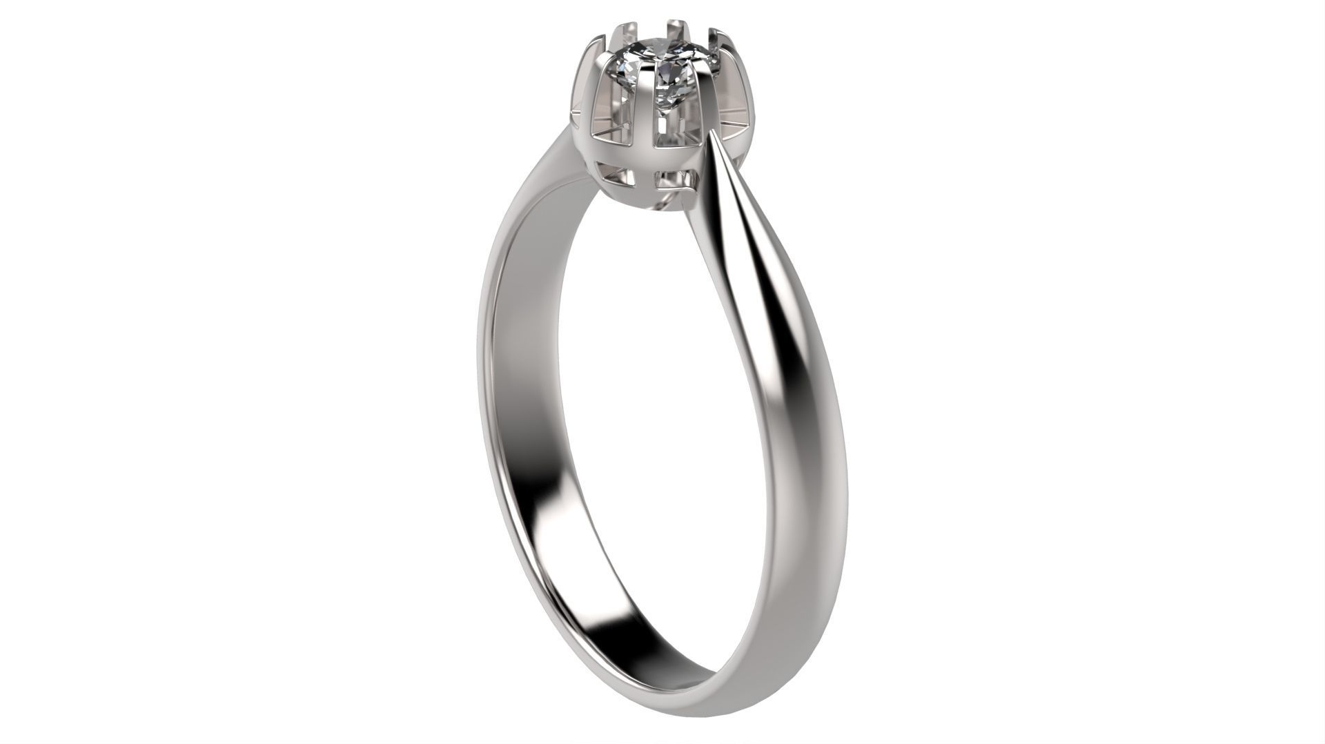 Solitaire Ring and Diamond All Size 3D print model_4