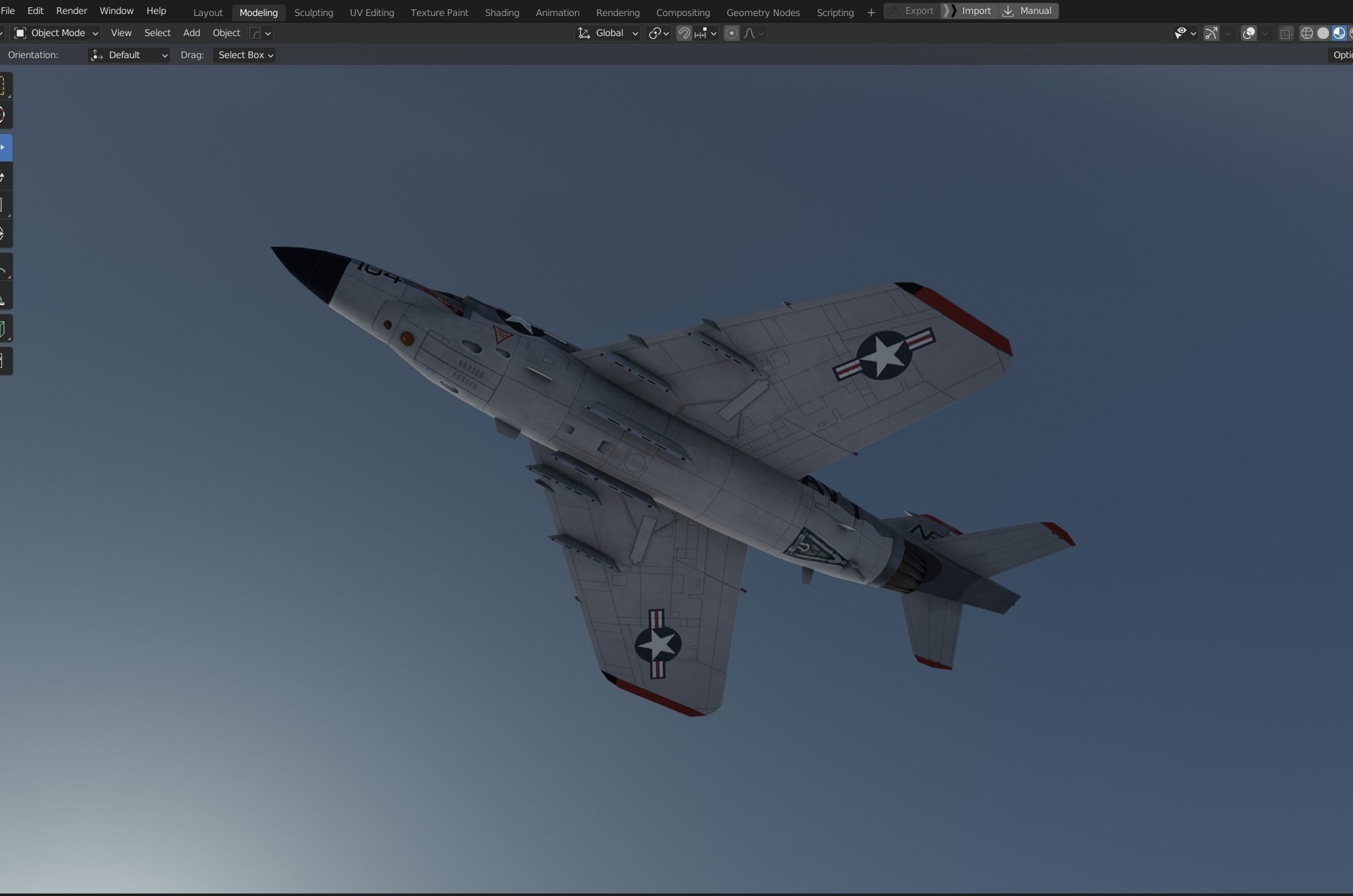 McDonnell F3H Demon jet fighter Hand painted game model Low-poly 3D model_9