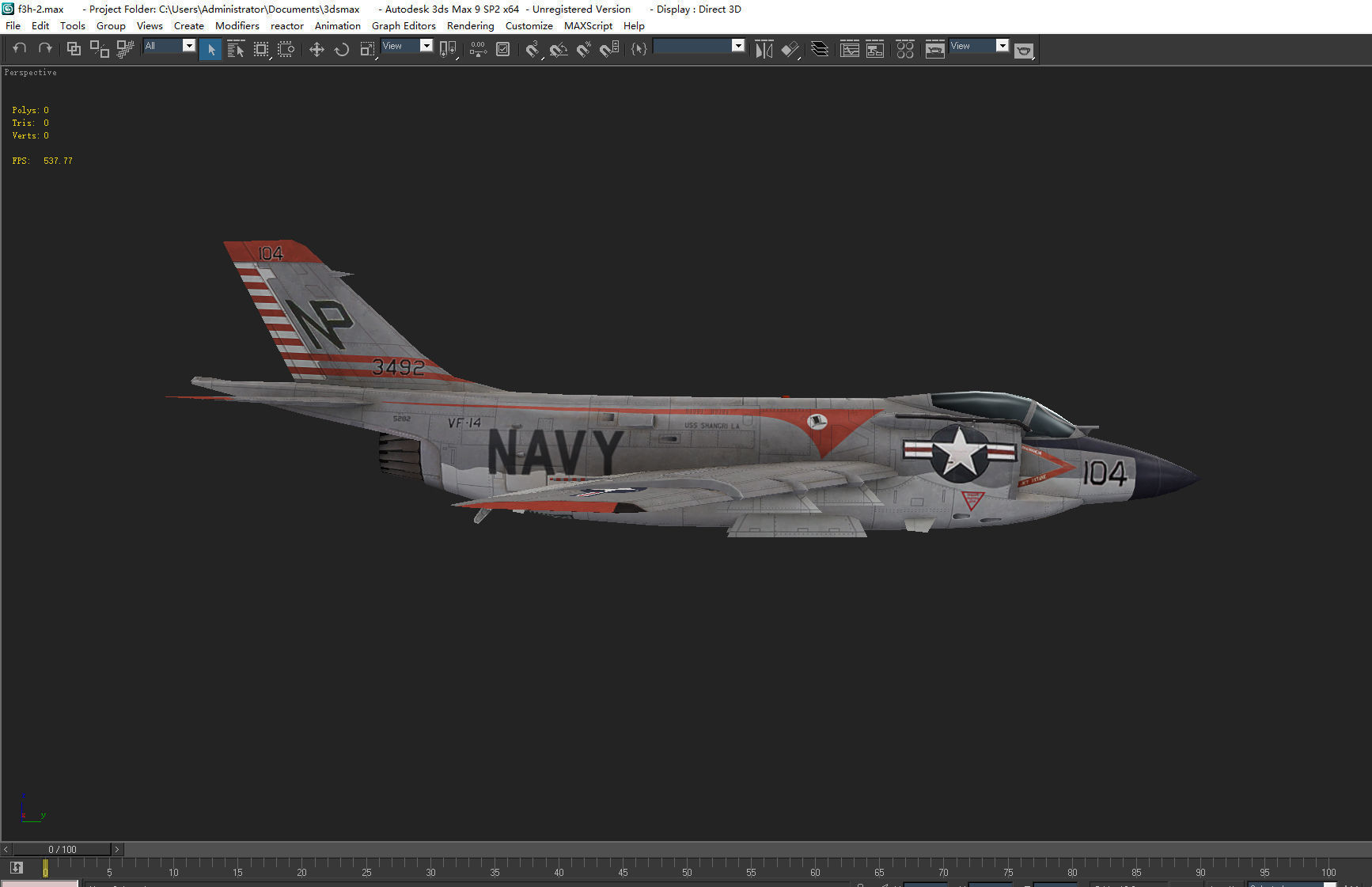 McDonnell F3H Demon jet fighter Hand painted game model Low-poly 3D model_17