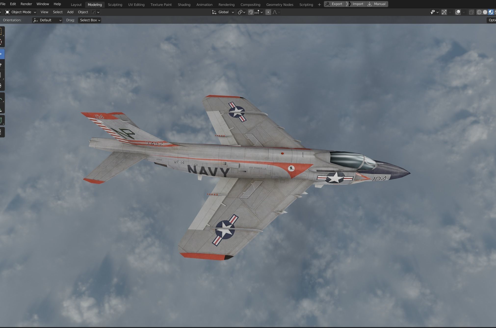 McDonnell F3H Demon jet fighter Hand painted game model Low-poly 3D model_10