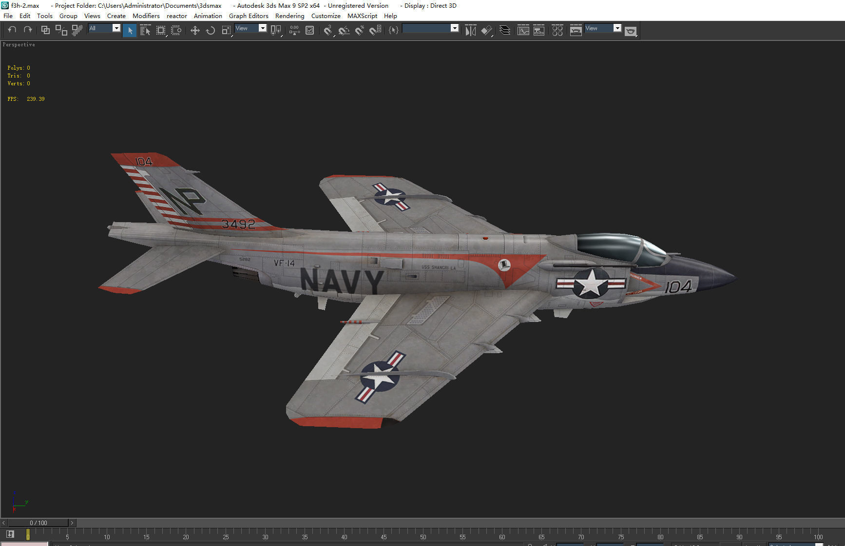 McDonnell F3H Demon jet fighter Hand painted game model Low-poly 3D model_16