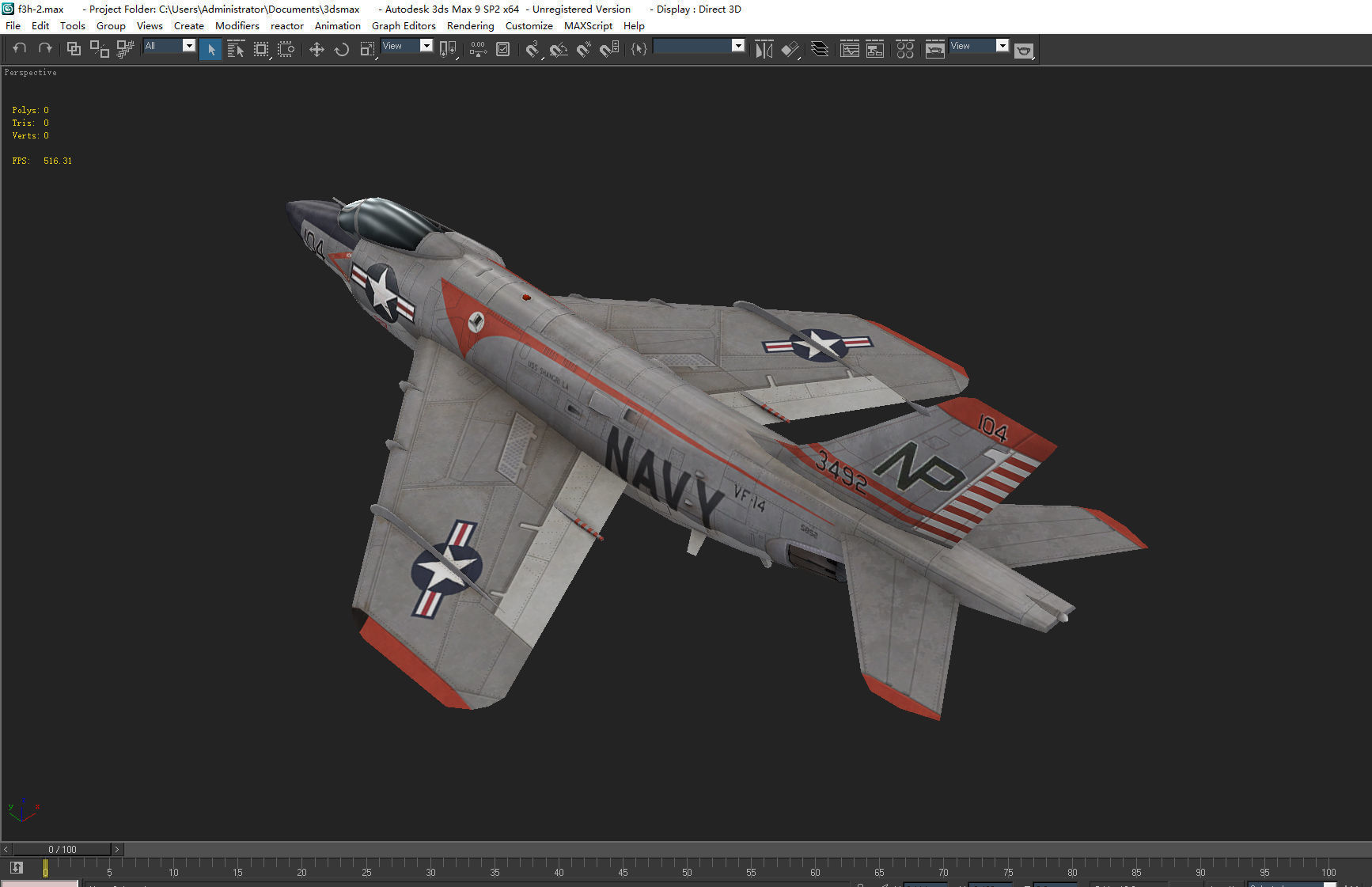 McDonnell F3H Demon jet fighter Hand painted game model Low-poly 3D model_18