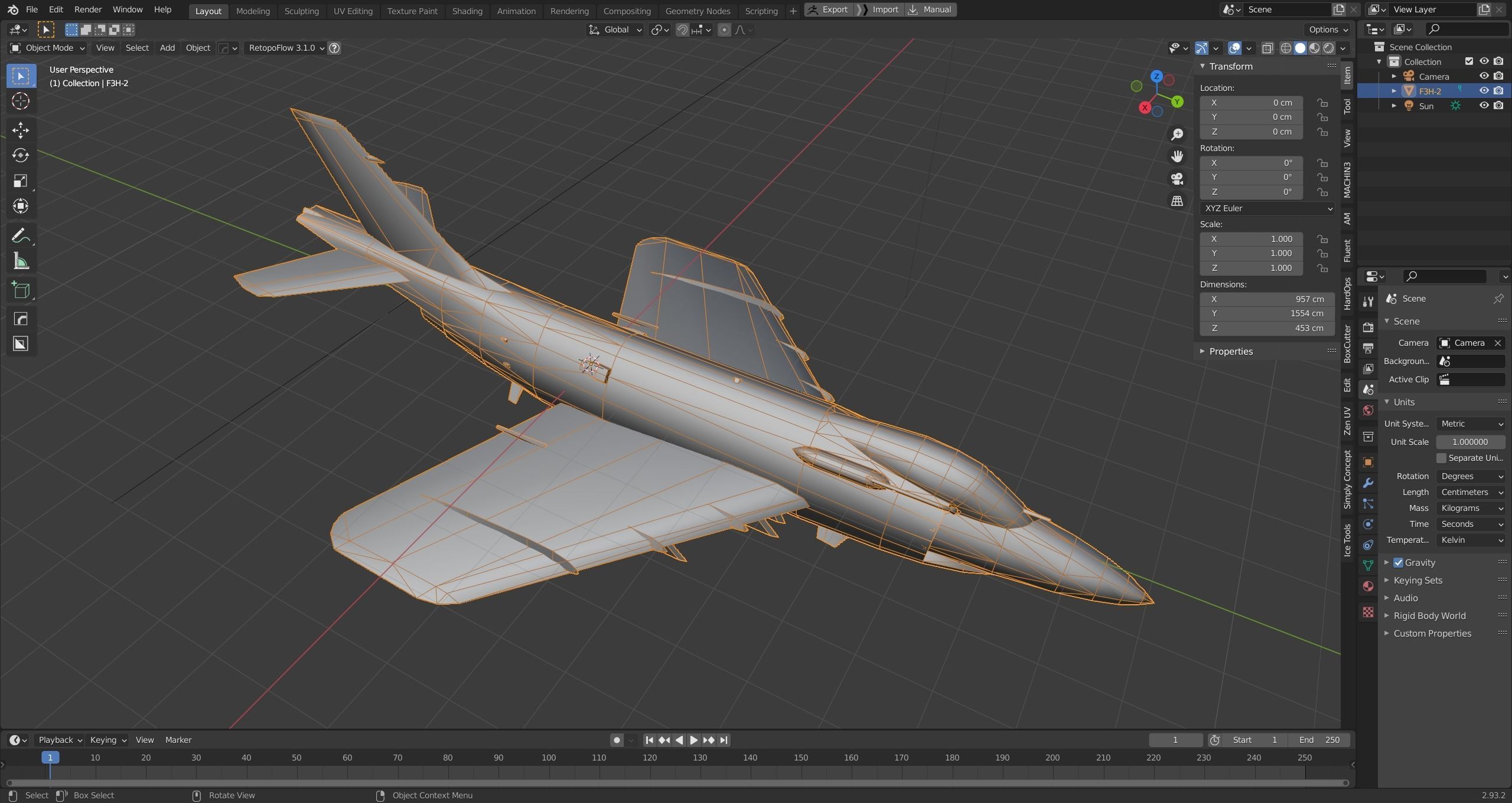 McDonnell F3H Demon jet fighter Hand painted game model Low-poly 3D model_21