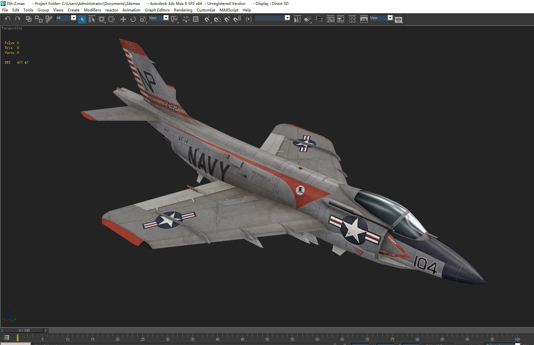 McDonnell F3H Demon jet fighter Hand painted game model Low-poly 3D model_20