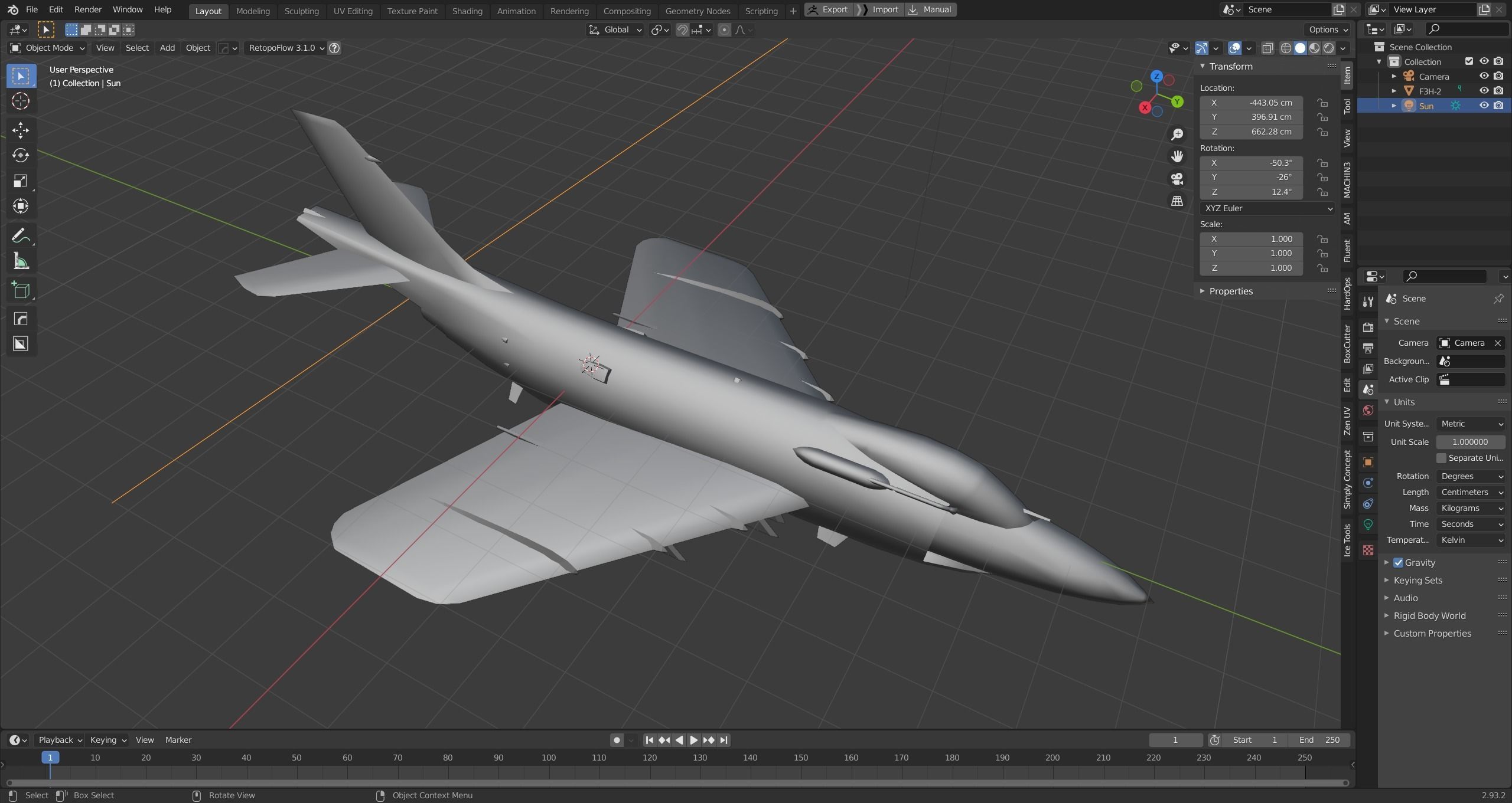 McDonnell F3H Demon jet fighter Hand painted game model Low-poly 3D model_22