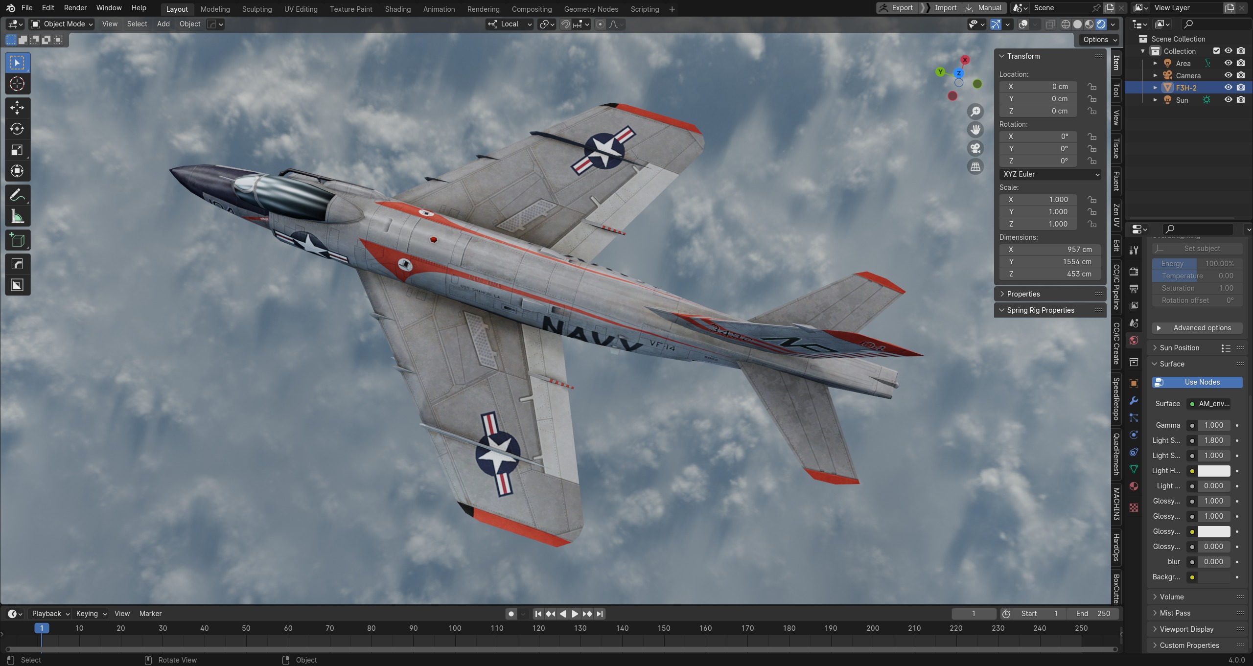 McDonnell F3H Demon jet fighter Hand painted game model Low-poly 3D model_5