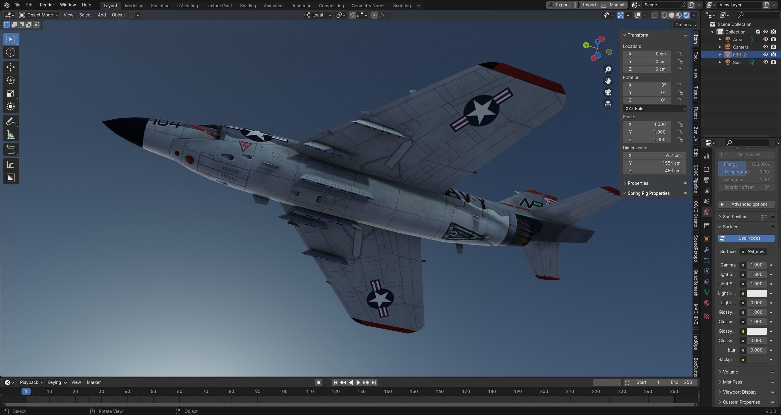 McDonnell F3H Demon jet fighter Hand painted game model Low-poly 3D model_4