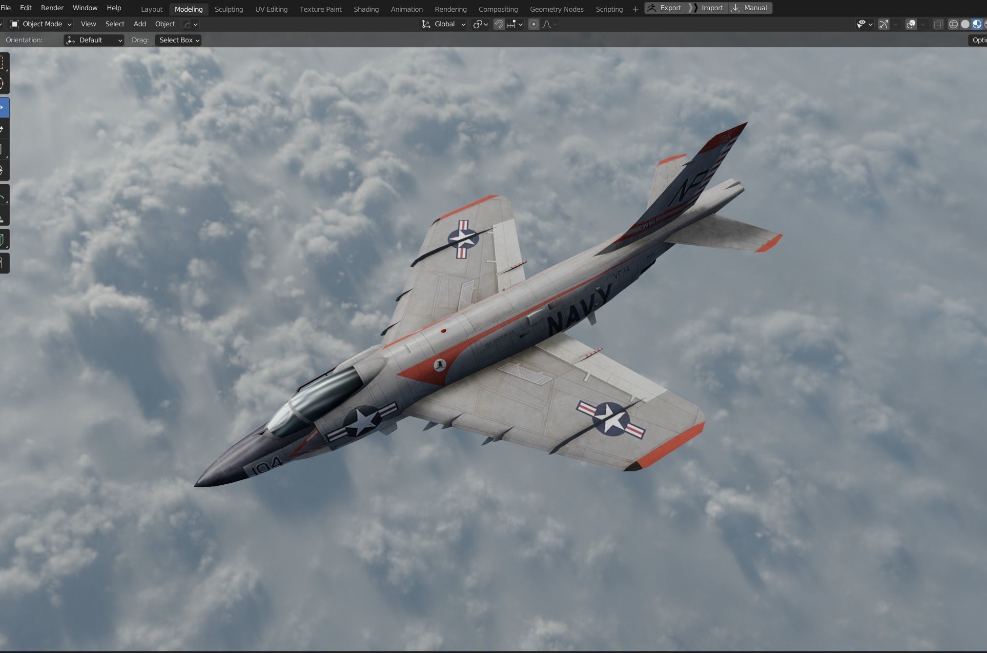 McDonnell F3H Demon jet fighter Hand painted game model Low-poly 3D model_7