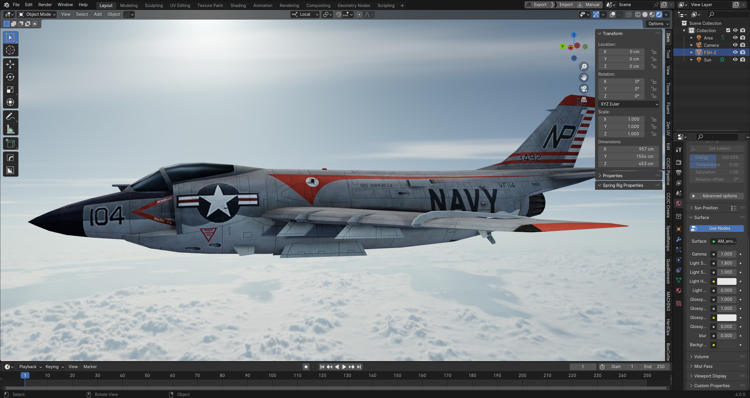 McDonnell F3H Demon jet fighter Hand painted game model Low-poly 3D model_2