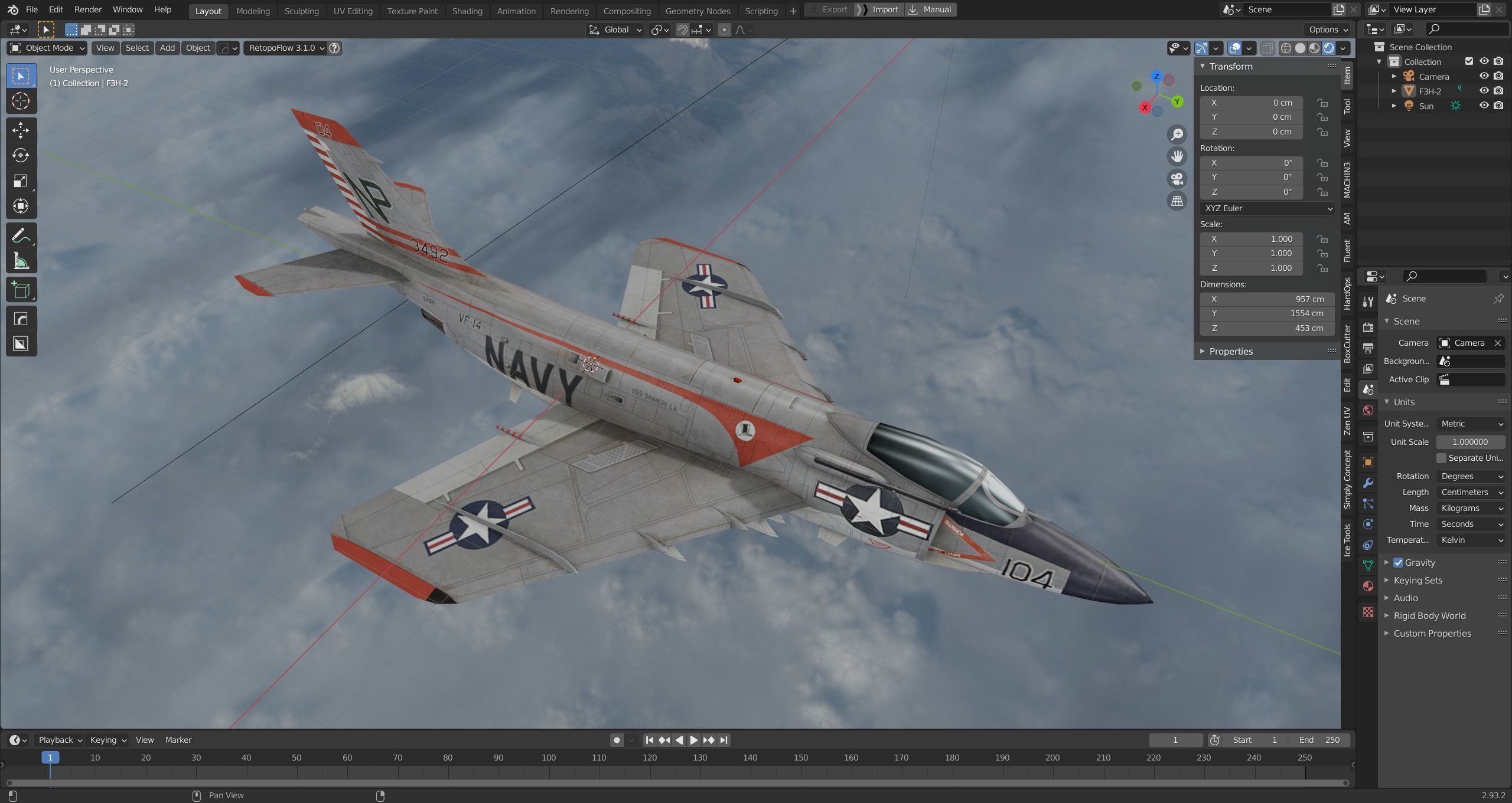 McDonnell F3H Demon jet fighter Hand painted game model Low-poly 3D model_6