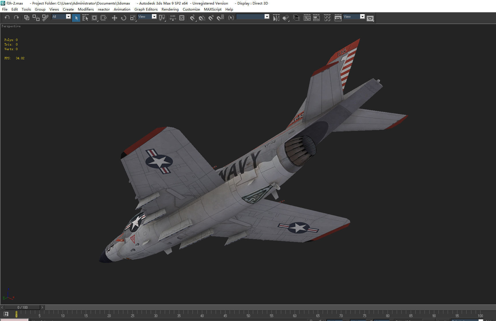 McDonnell F3H Demon jet fighter Hand painted game model Low-poly 3D model_19