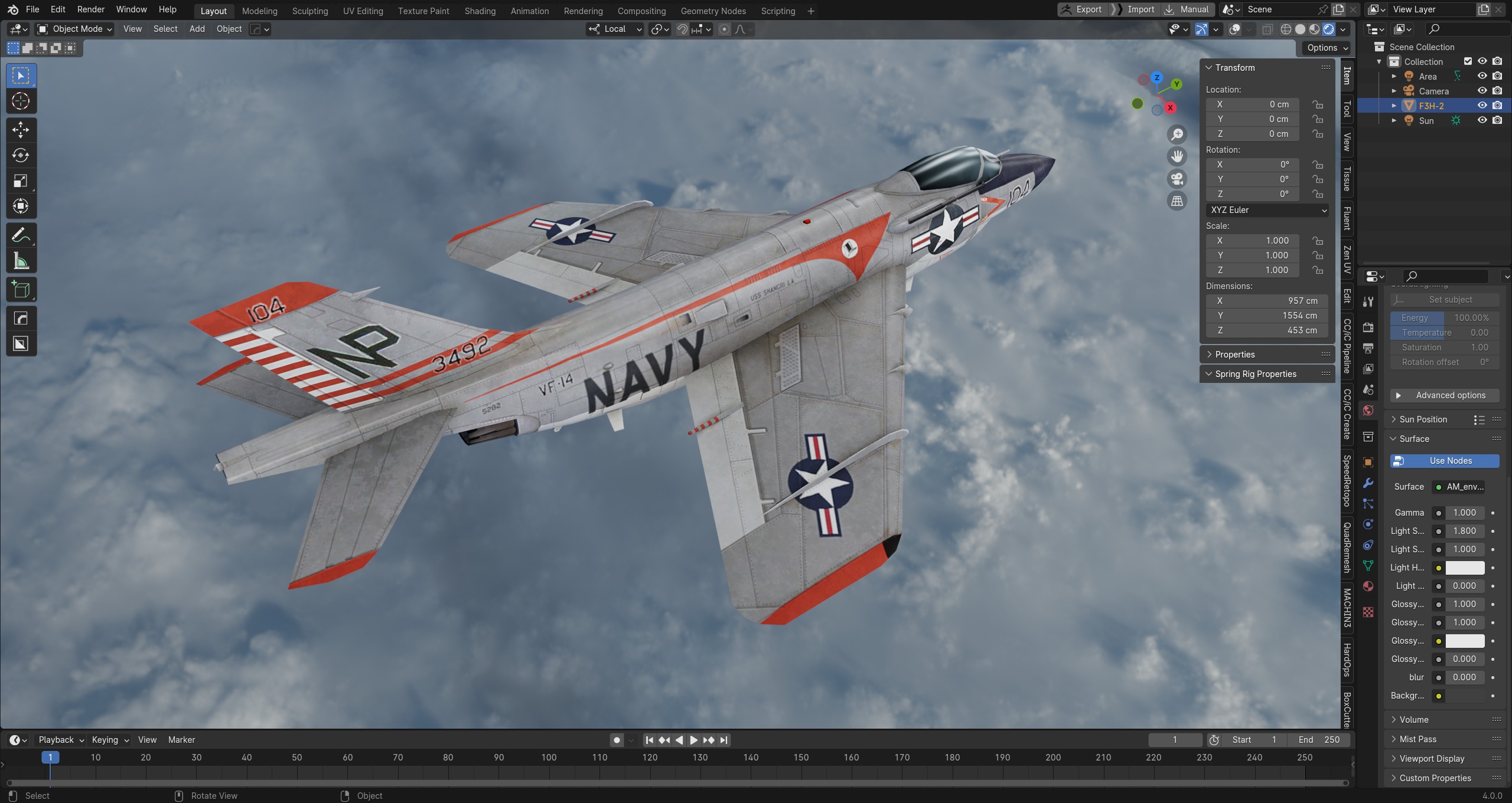 McDonnell F3H Demon jet fighter Hand painted game model Low-poly 3D model_3