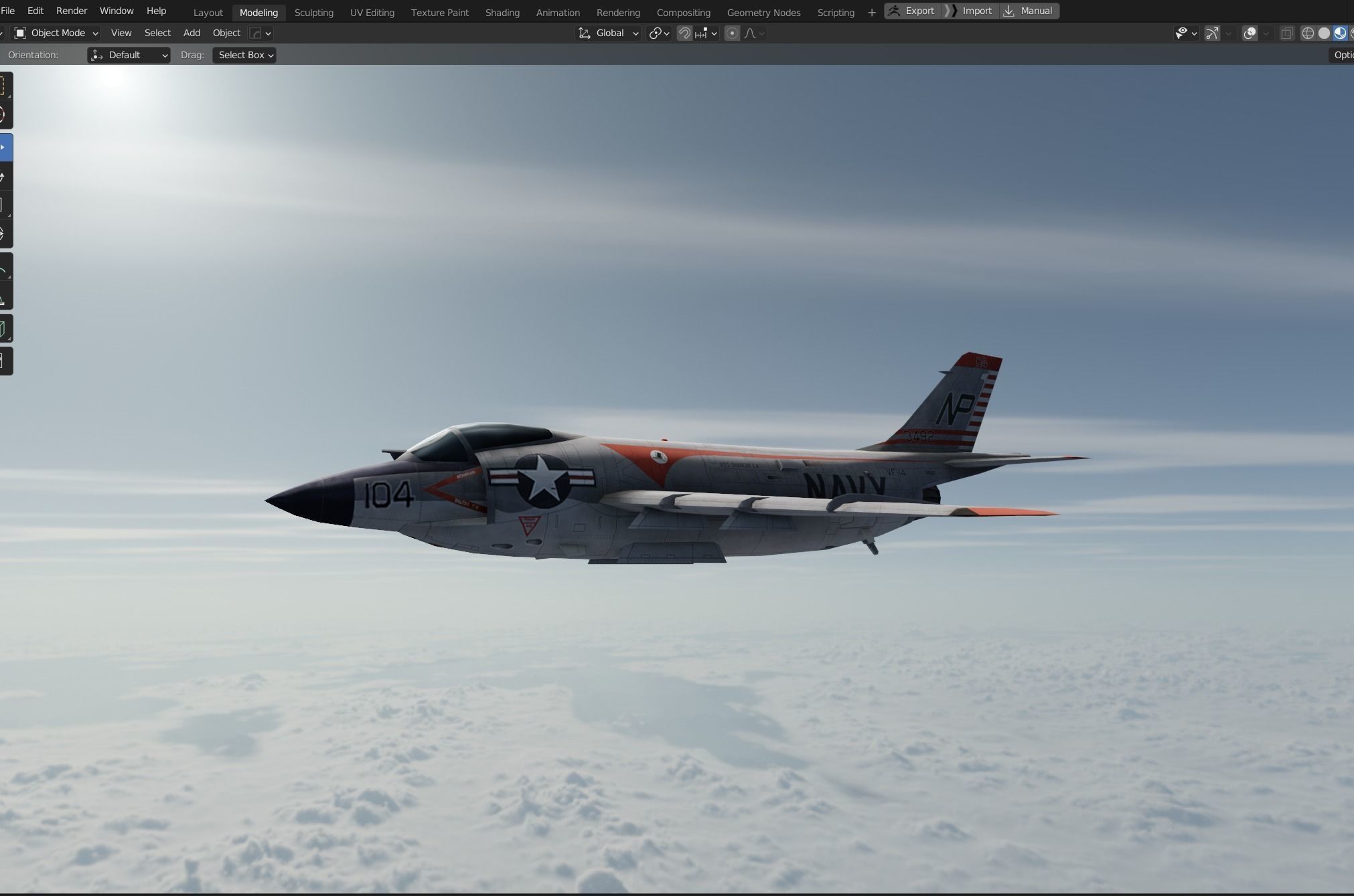 McDonnell F3H Demon jet fighter Hand painted game model Low-poly 3D model_11