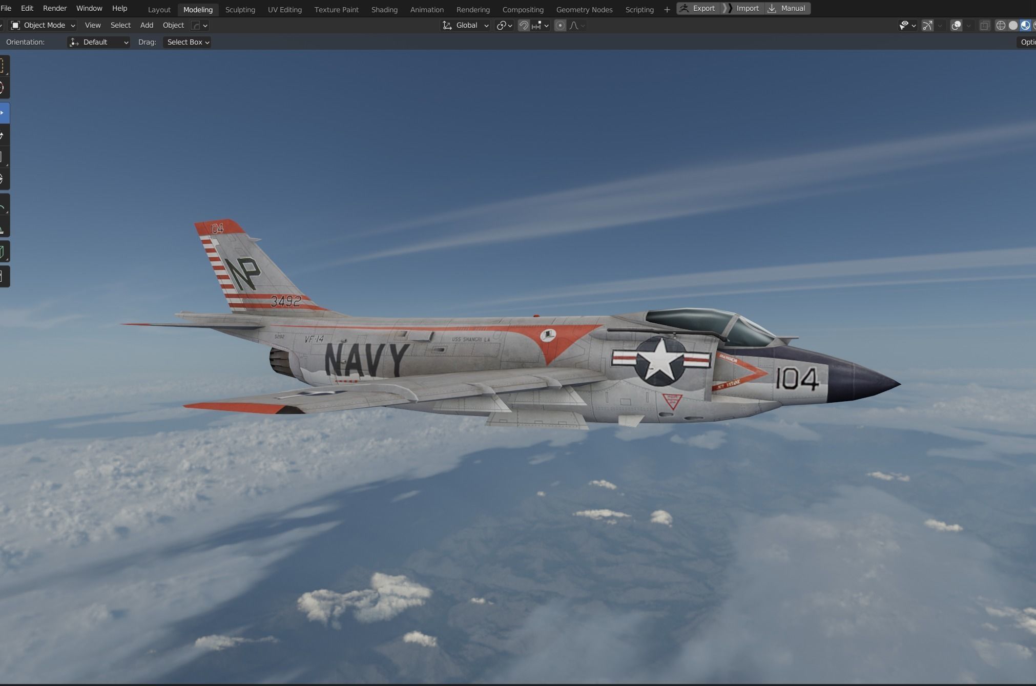 McDonnell F3H Demon jet fighter Hand painted game model Low-poly 3D model_8