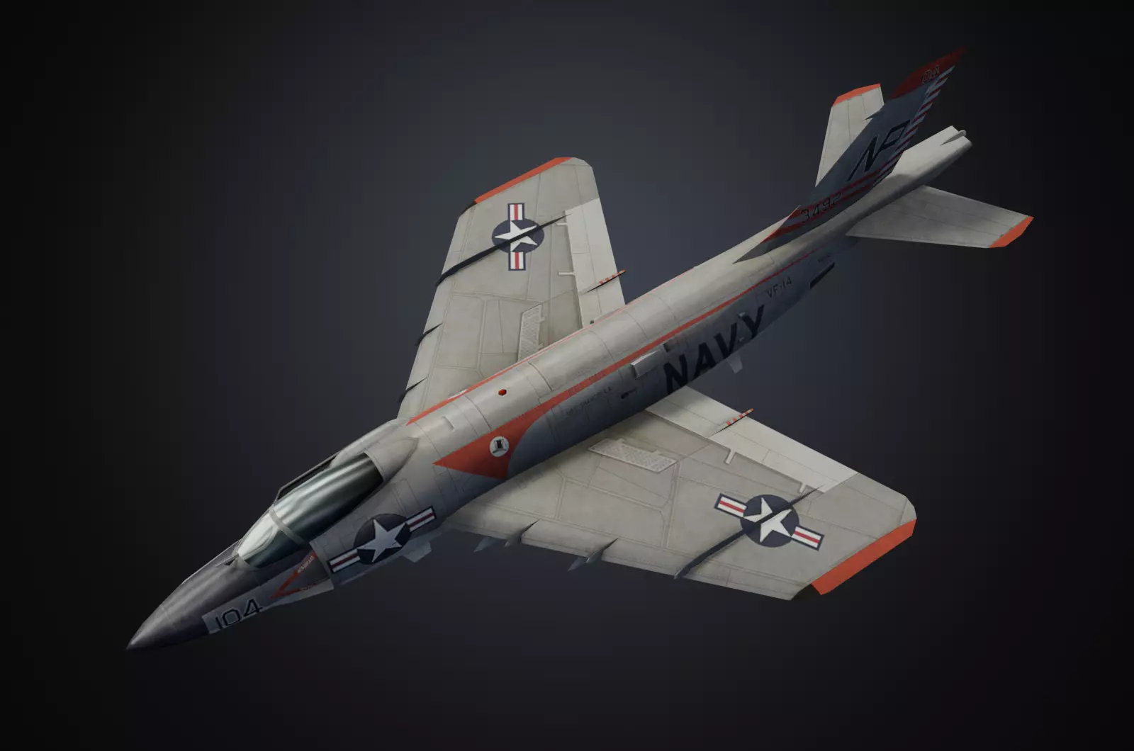 McDonnell F3H Demon jet fighter Hand painted game model Low-poly 3D model_0