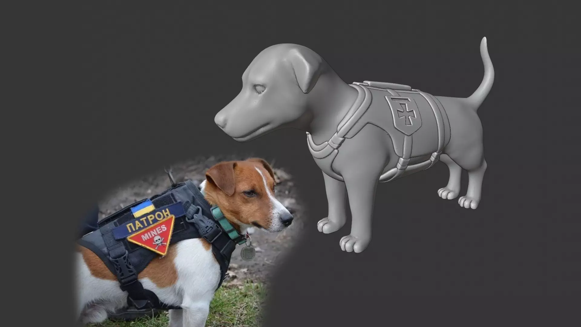 Jack Russell Terrier Patron Ukrainian Dog Landmine Finder 3D print model_0