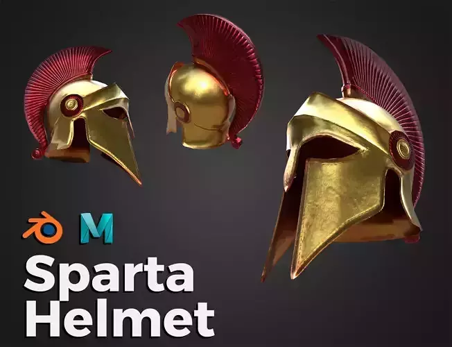 Sparta Helmet Low-poly 3D model
