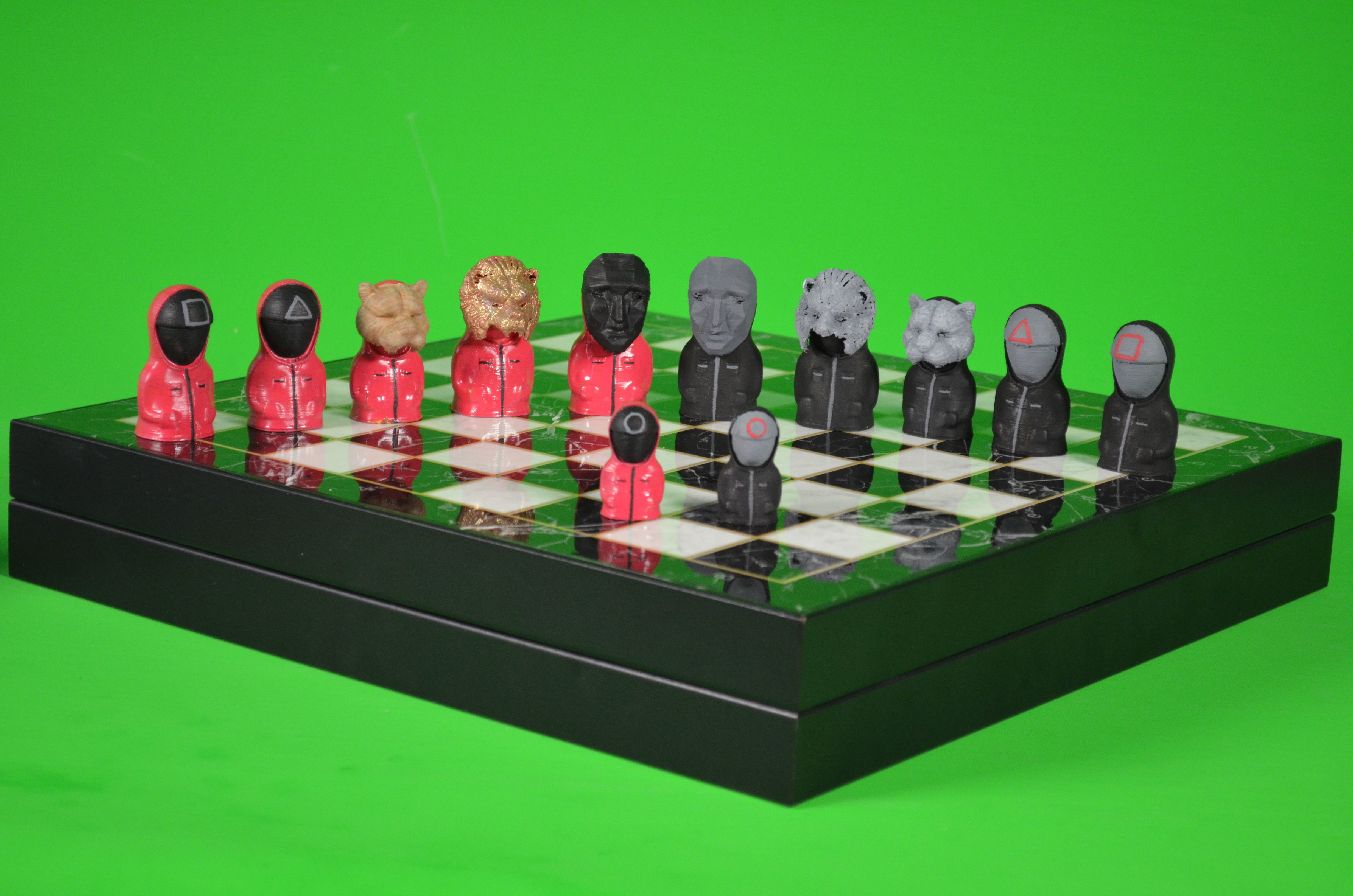 Squid Game Characters Chess Set-Squid Game Vip Mask Chess Set 3D print model_4