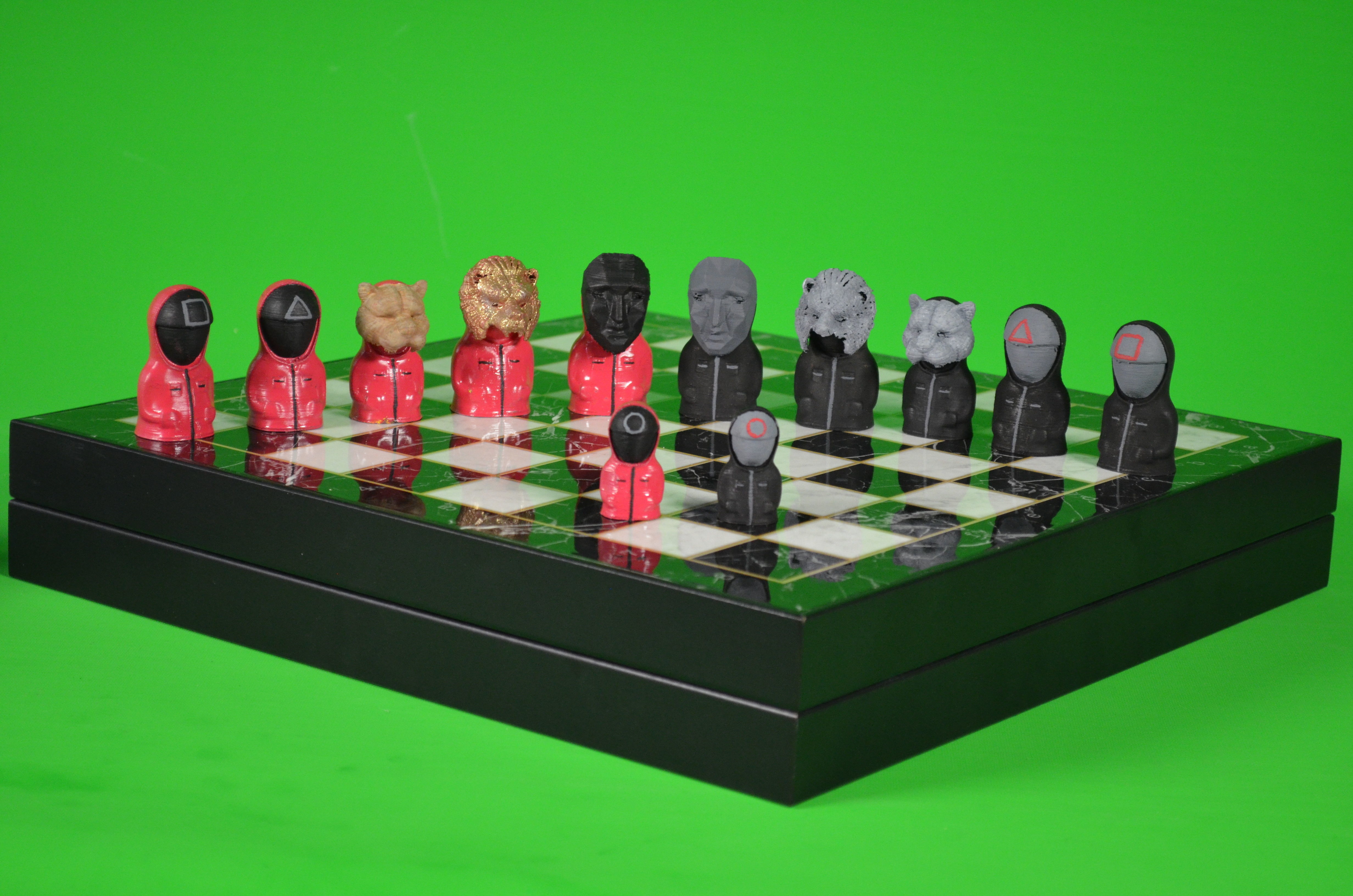 Squid Game Characters Chess Set-Squid Game Vip Mask Chess Set 3D print model_1