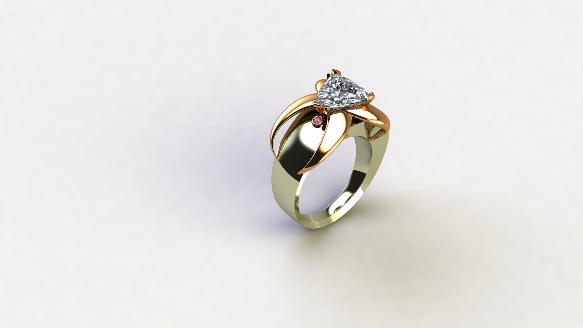 Fantasy engagement ring with diamond in center 3D print model_1