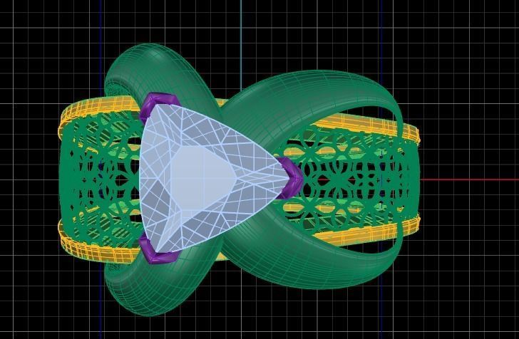 Fantasy engagement ring with diamond in center 3D print model_4