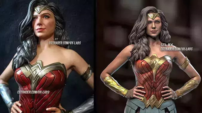 Wonder Woman Gal Gadot Bust Presupported  3D print model