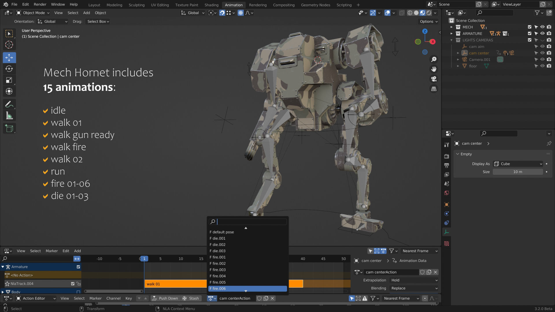 Mech  01 - Hornet Low-poly 3D model_3