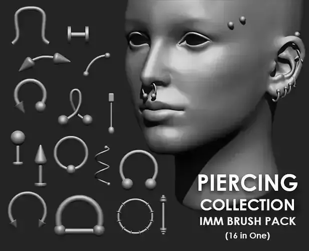 Piercing IMM Brush Pack 16 in One 3D model